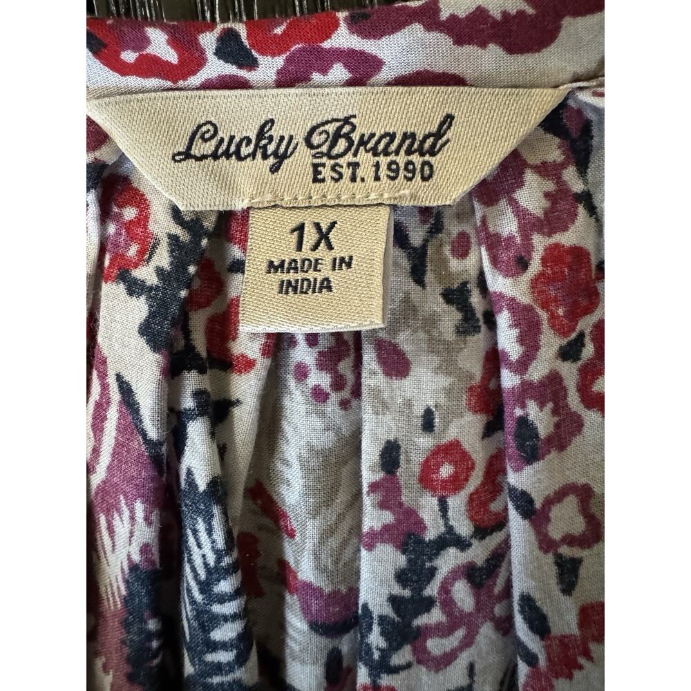 Lucky Brand Peasant Cottagecore Prairie Floral Oversized Boho Tunic Top 1X - Picture 3 of 11